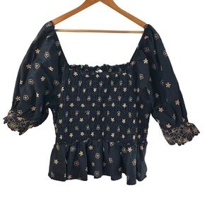 Edgely Top Sz 4X Smocked Cottagecore Babydoll Boho Prairie Whimsygoth Regency